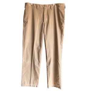 Lands' End Tailored Fit Mens Tan Khaki Chino Pants Flat Front 100% Cotton 38